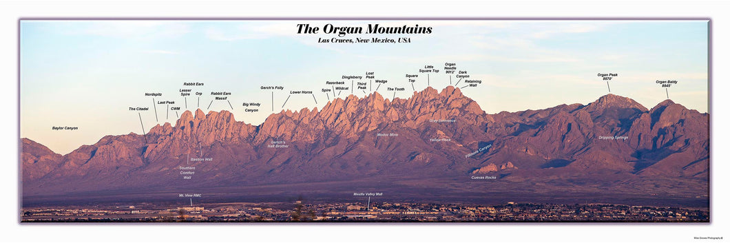 Organ Mountains Peak Names Poster 12x36